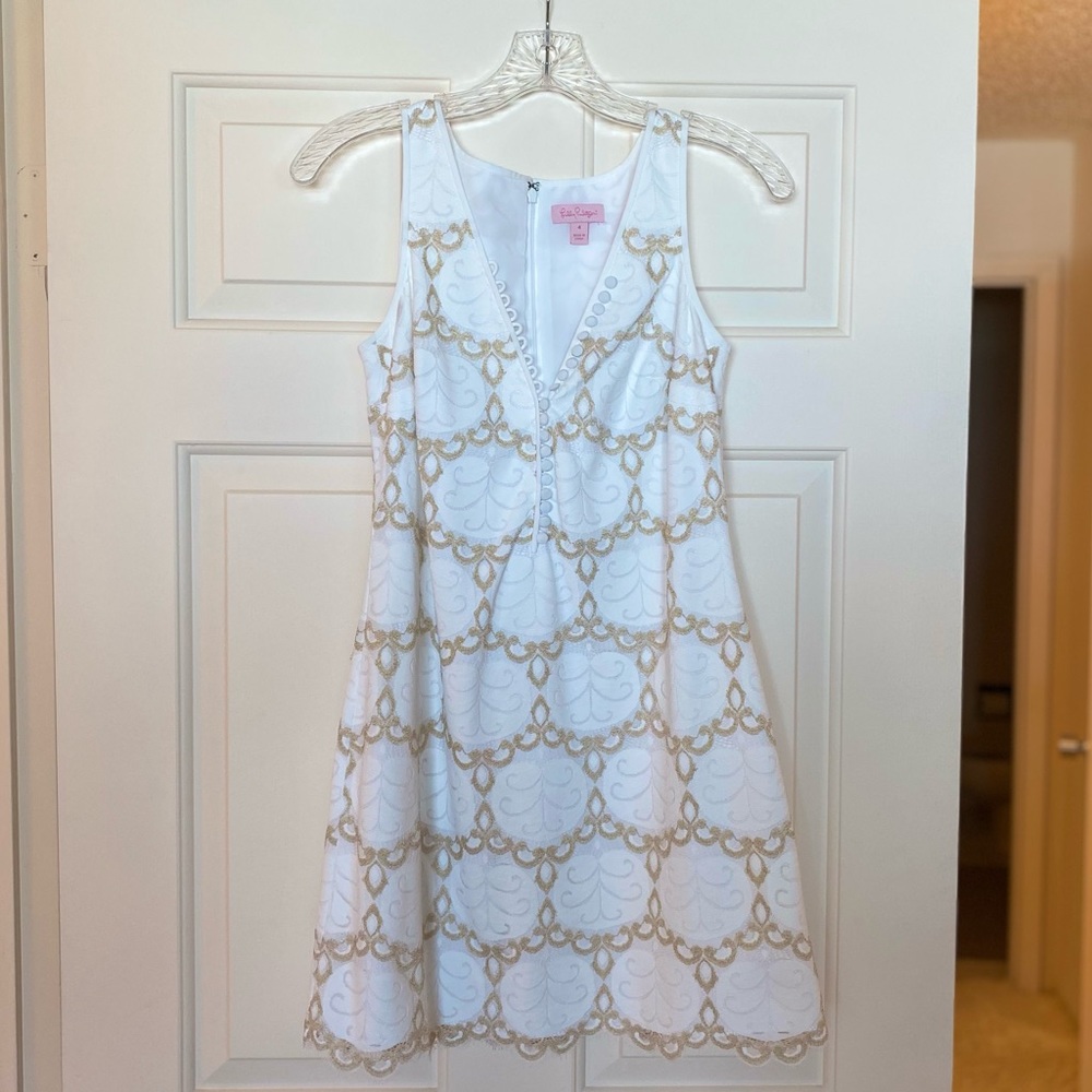 Lilly Pulitzer White & Gold Sand Dollar dress, 4